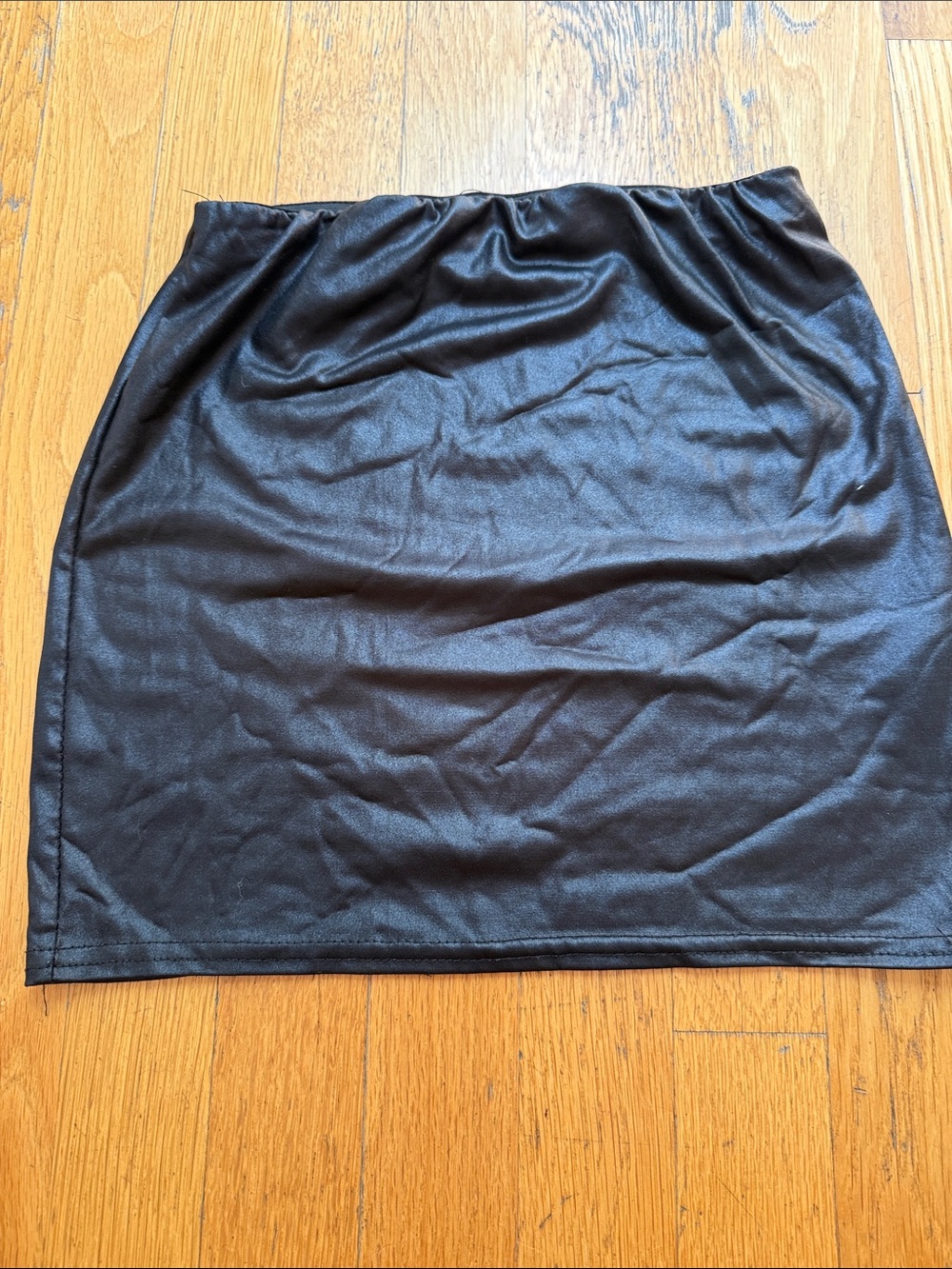 ASOS Black Faux Leather Mini Skirt with Elastic Waist